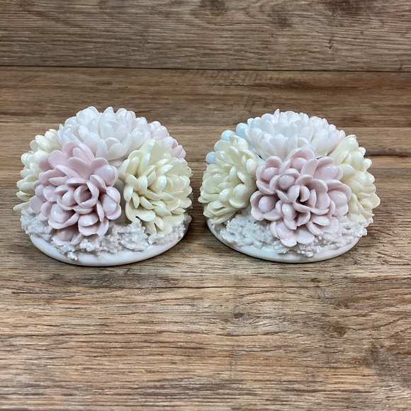 Vintage Candle Holders-Ardalt Lenwile Japan Porcelain Chrysanthemums - Picture 6 of 15